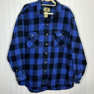 - Field & Stream Heavyweight Blue Plaid Flannel Shirt Size 2XL